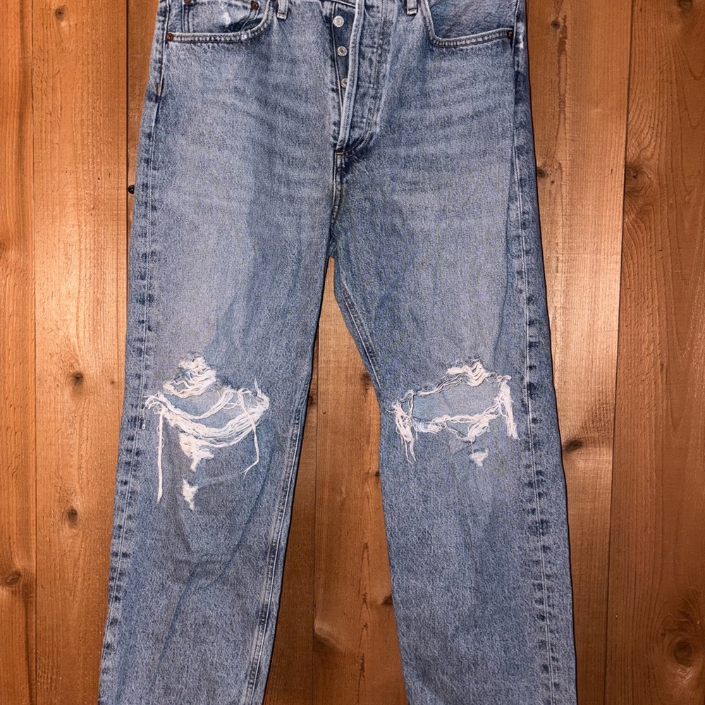 Agolde Light Blue Distressed Ankle Jeans